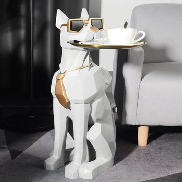 Dog Sculpture Resin Side Table with Tray Top & Tissue Box - Apollo's Corner
